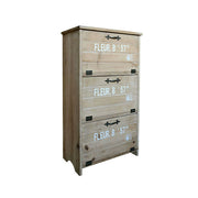 LIVARA Flip-Down Door Solid Wood Storage Cabinet Organizer for Entryway Living Room Bedroom - Distressed Wash