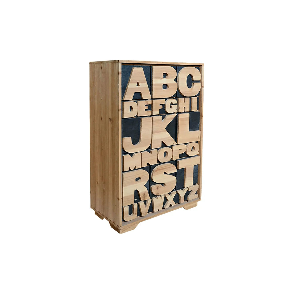 LIVARA Solid Wood Alphabet Storage Cabinet Organizer for Bedroom Living Room Kids Room - Natural Wood