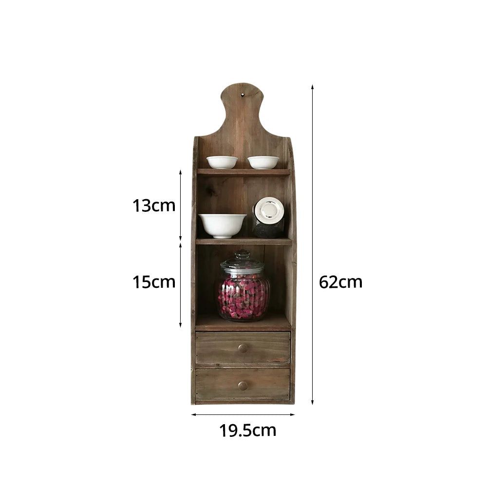LIVARA Rustic Wood Coffee Cup Storage Rack Organizer for Kitchen Counter Dining Room - Rustic Wood