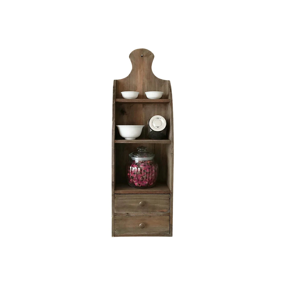 LIVARA Rustic Wood Coffee Cup Storage Rack Organizer for Kitchen Counter Dining Room - Rustic Wood