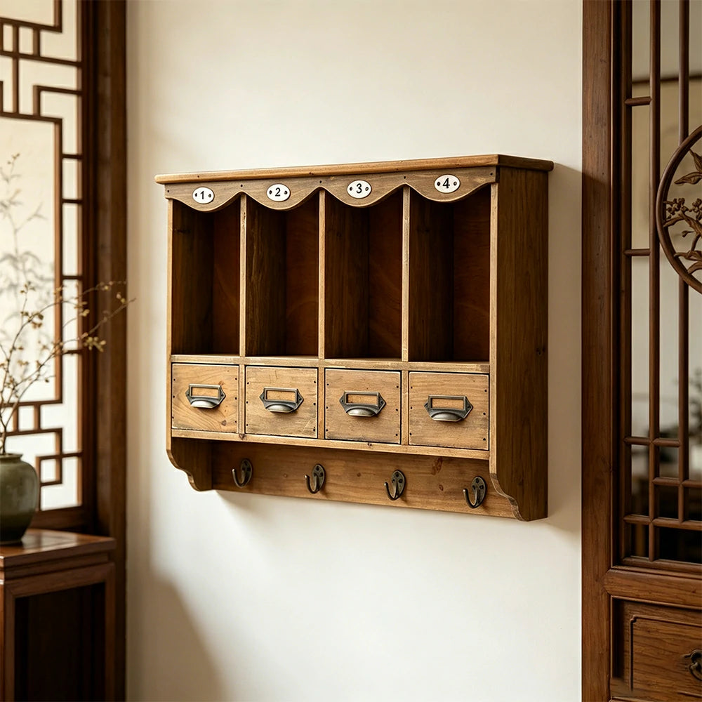 LIVARA Solid Wood Sideboard Storage Cabinet Organizer for Kitchen Dining Room Entryway - Brown