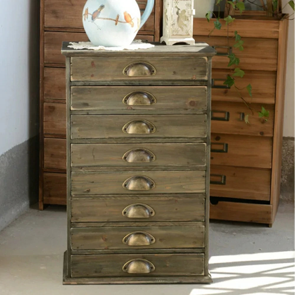 LIVARA Rustic Wood Filing Cabinet with Drawers for Home Office Study Room Storage - Rustic Wood