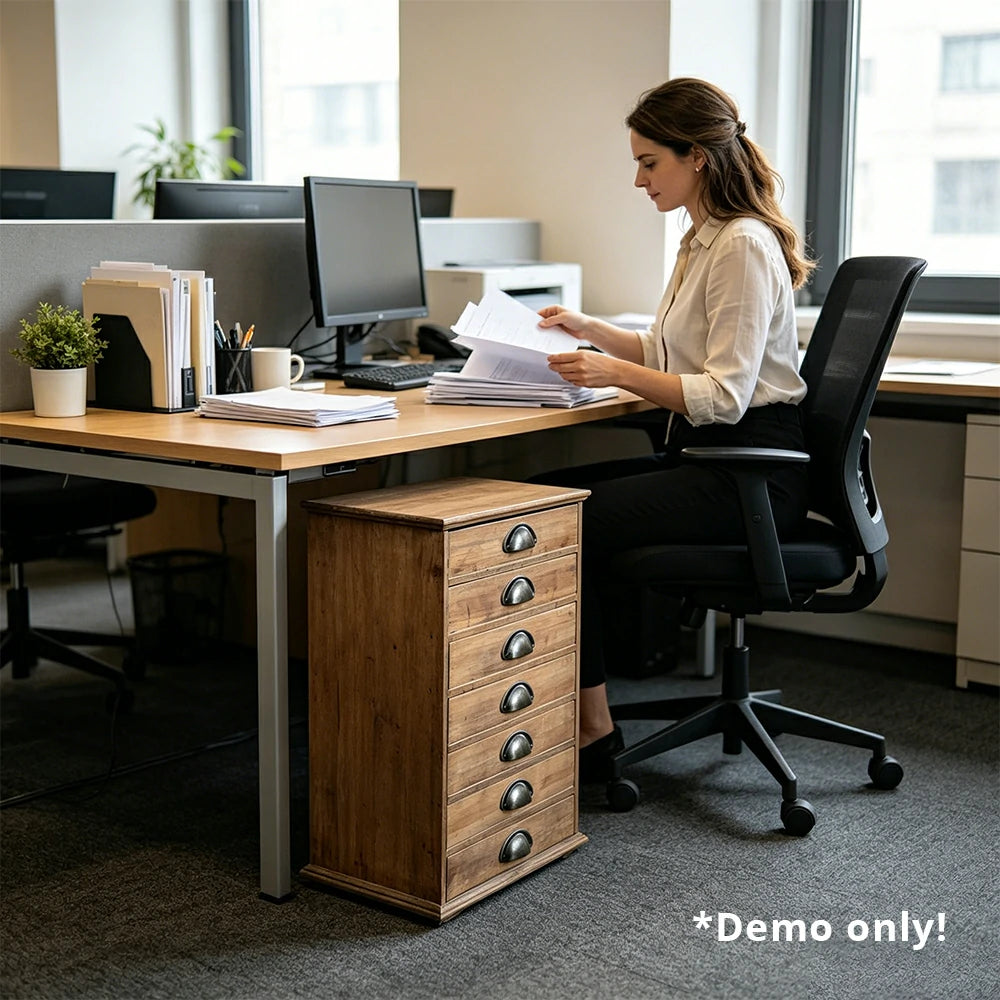 LIVARA Rustic Wood Filing Cabinet with Drawers for Home Office Study Room Storage - Rustic Wood