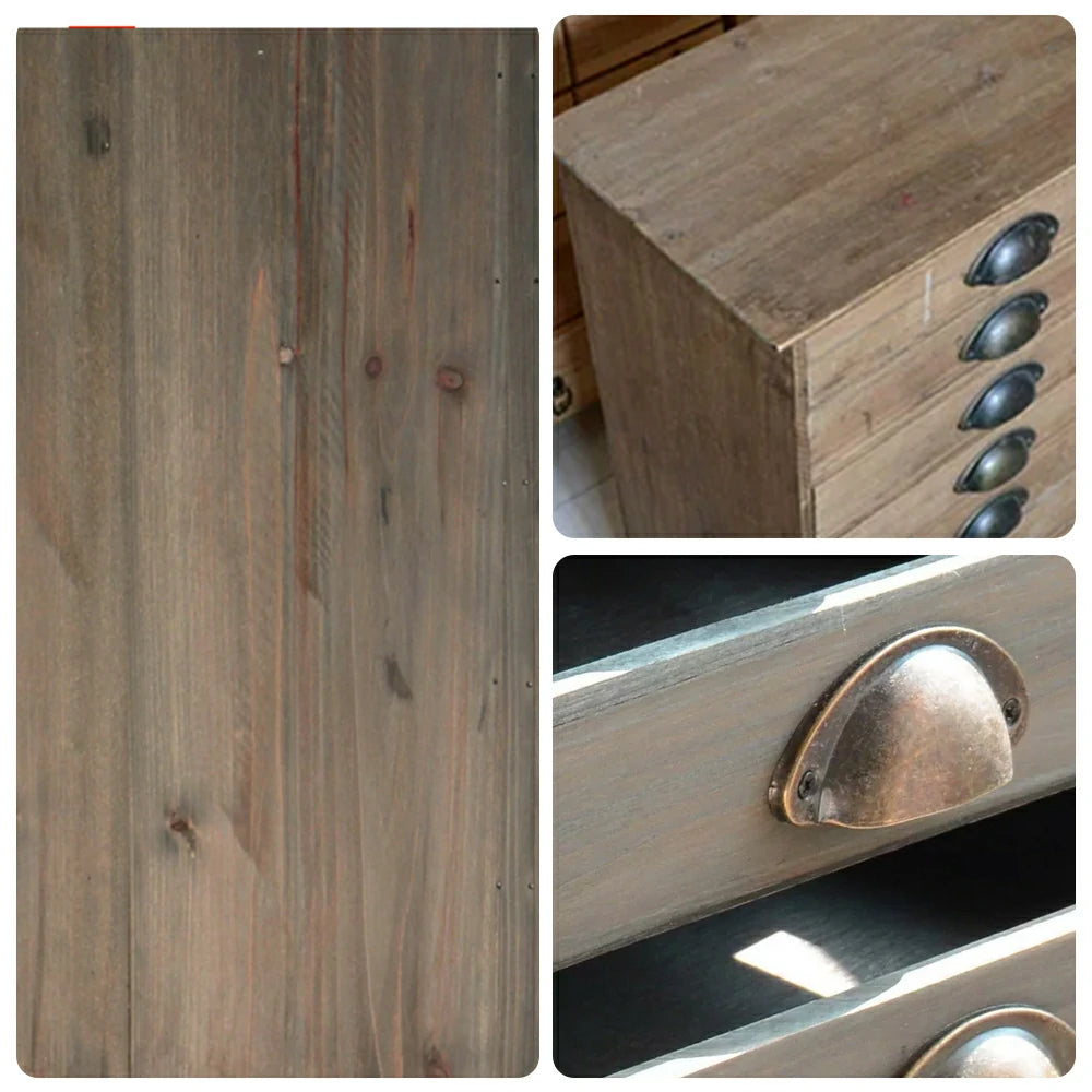 LIVARA Rustic Wood Filing Cabinet with Drawers for Home Office Study Room Storage - Rustic Wood