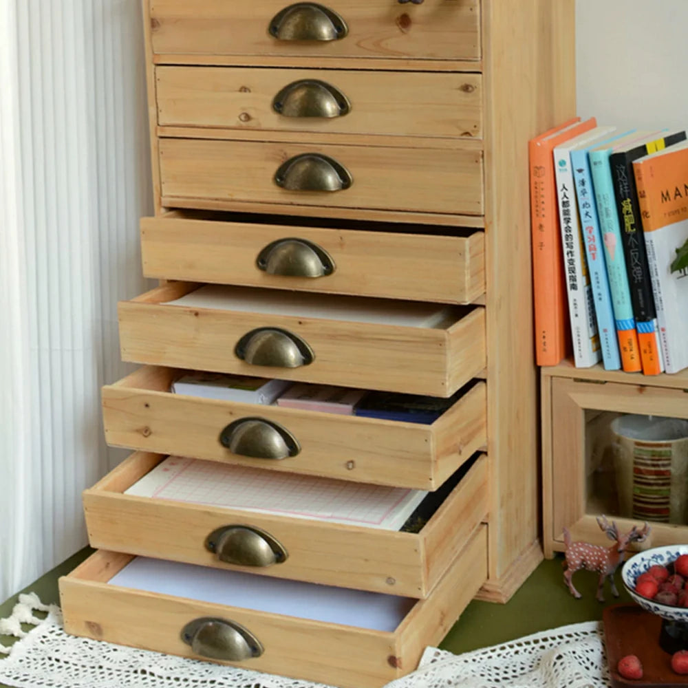 LIVARA Rustic Wood Filing Cabinet with Drawers for Home Office Study Room Storage -  Wood