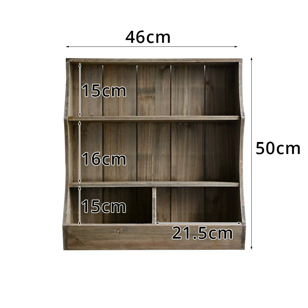 LIVARA Solid Wood Wall Storage Shelf Organizer for Kitchen Living Room Bedroom - Brown