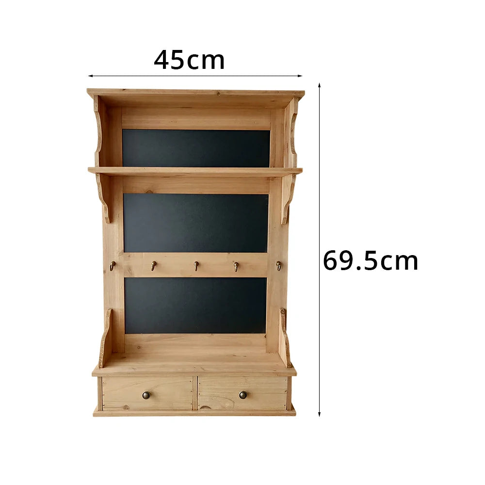 LIVARA Solid Wood Wall Mounted Storage Shelf Organizer for Kitchen Bedroom Living Room - Natural Wood