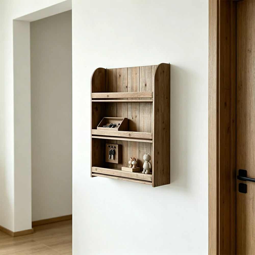 LIVARA Solid Wood Sideboard Cabinet with Shelves for Kitchen Dining Room Storage - Rustic Wood