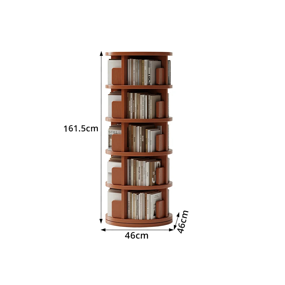 LIVARA Rotating Bookshelf Space Saving Solid Wood Storage Ideal for Apartments & Study Corners - Orange