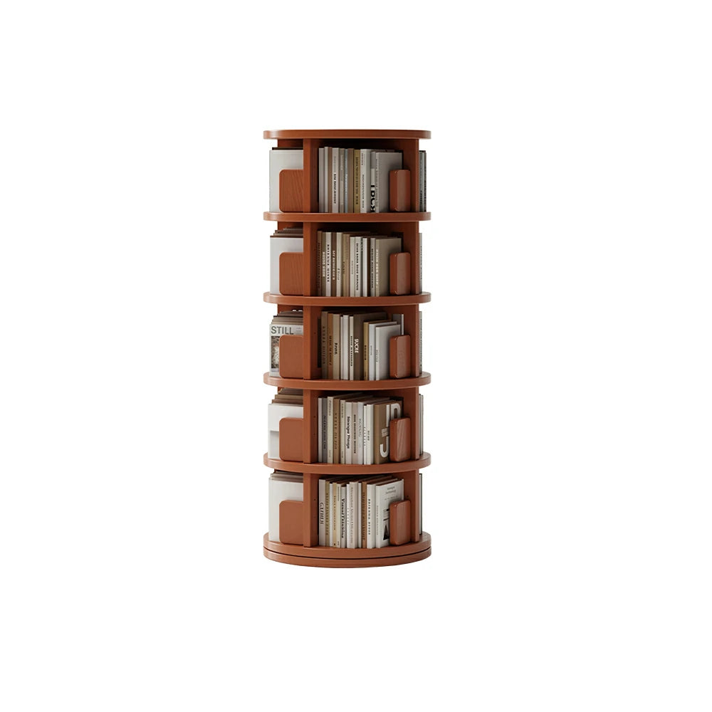 LIVARA Rotating Bookshelf Space Saving Solid Wood Storage Ideal for Apartments & Study Corners - Orange