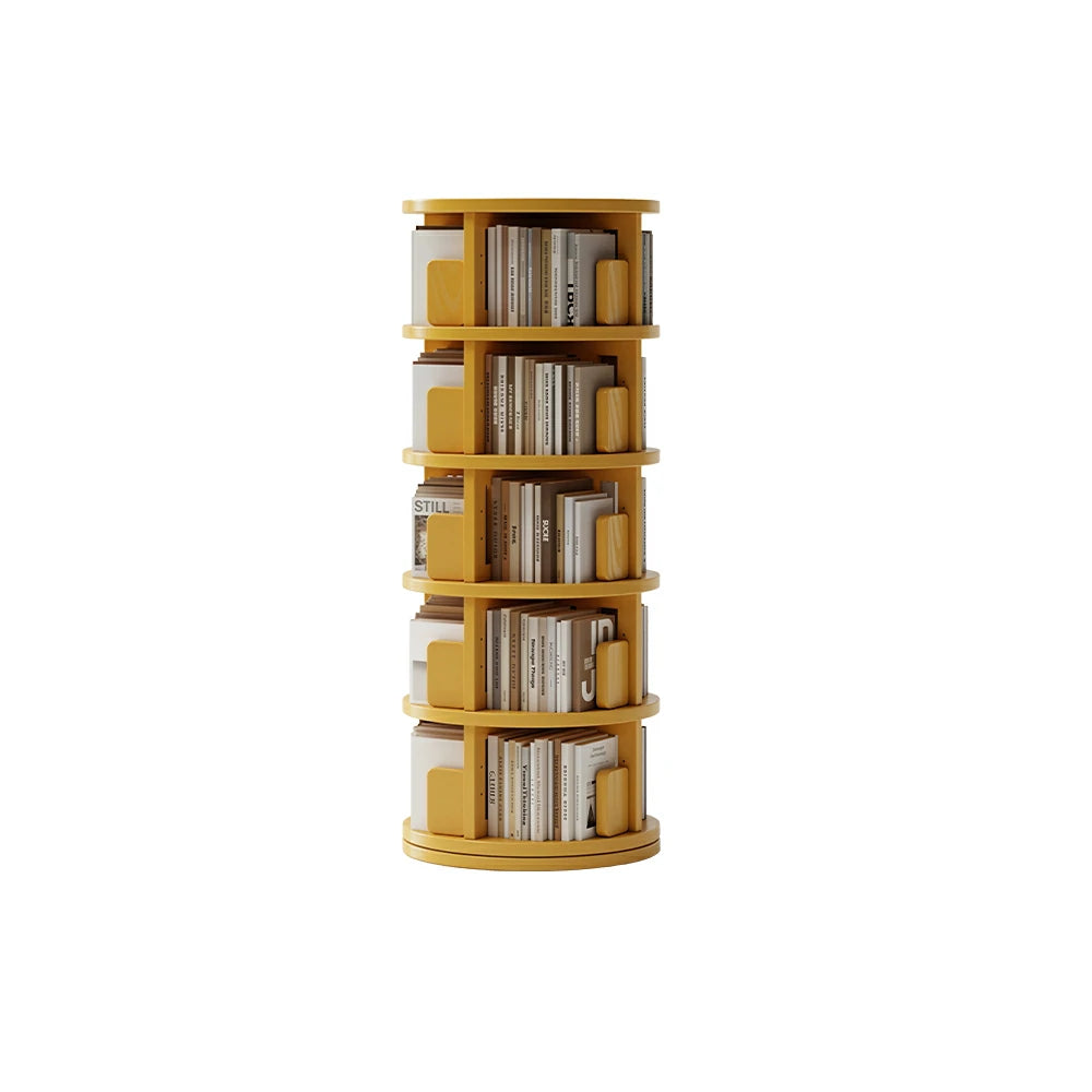 LIVARA Rotating Bookshelf Space Saving Solid Wood Storage Ideal for Apartments & Study Corners - Yellow