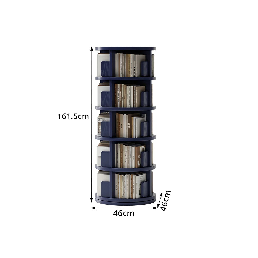 LIVARA Rotating Bookshelf Space Saving Solid Wood Storage Ideal for Apartments & Study Corners - Blue