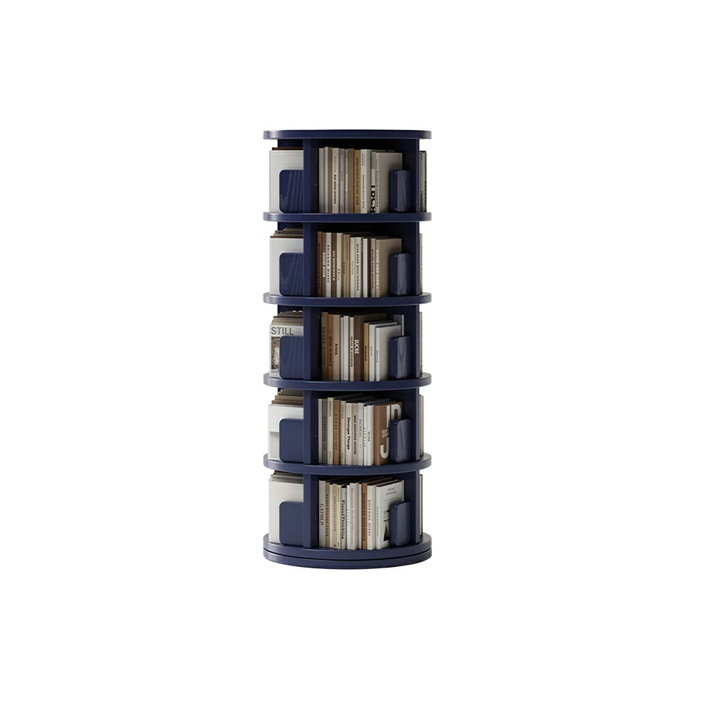LIVARA Rotating Bookshelf Space Saving Solid Wood Storage Ideal for Apartments & Study Corners - Blue