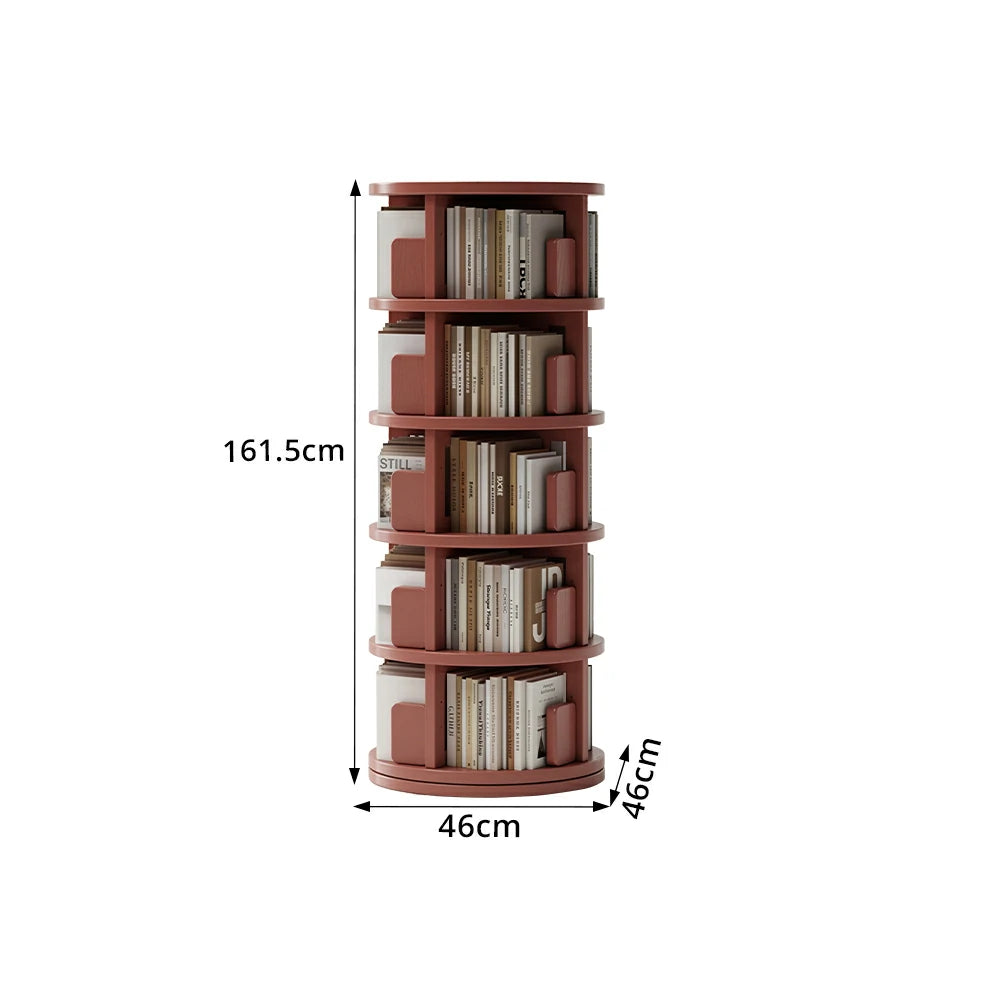 LIVARA Rotating Bookshelf Space Saving Solid Wood Storage Ideal for Apartments & Study Corners - Pink