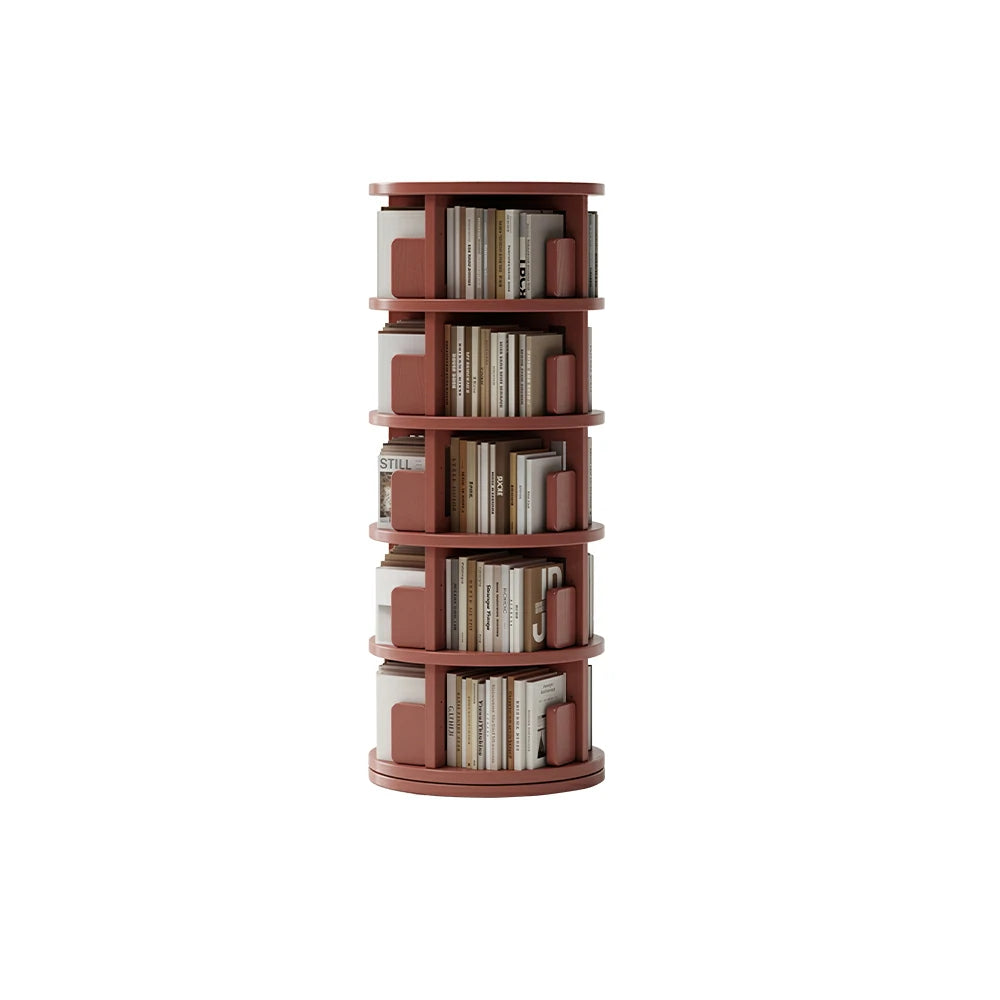 LIVARA Rotating Bookshelf Space Saving Solid Wood Storage Ideal for Apartments & Study Corners - Pink