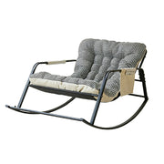 LIVARA Double Rocking Chair 137cm Carbon Steel Frame with Breathable Fabric for Living Room Balcony Relaxation - Black&White