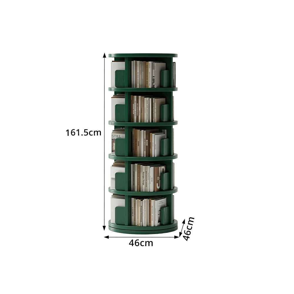 LIVARA Rotating Bookshelf Space Saving Solid Wood Storage Ideal for Apartments & Study Corners - Green