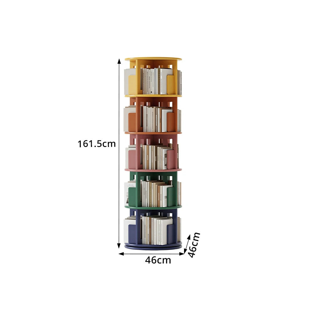 LIVARA Rotating Bookshelf Space Saving Solid Wood Storage Ideal for Apartments & Study Corners - Multi-Color