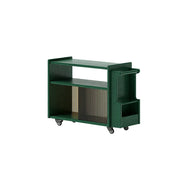 LIVARA Mobile Side Cabinet Sliding Glass Door Solid Wood Storage for Living Room Bedroom & Study - Green