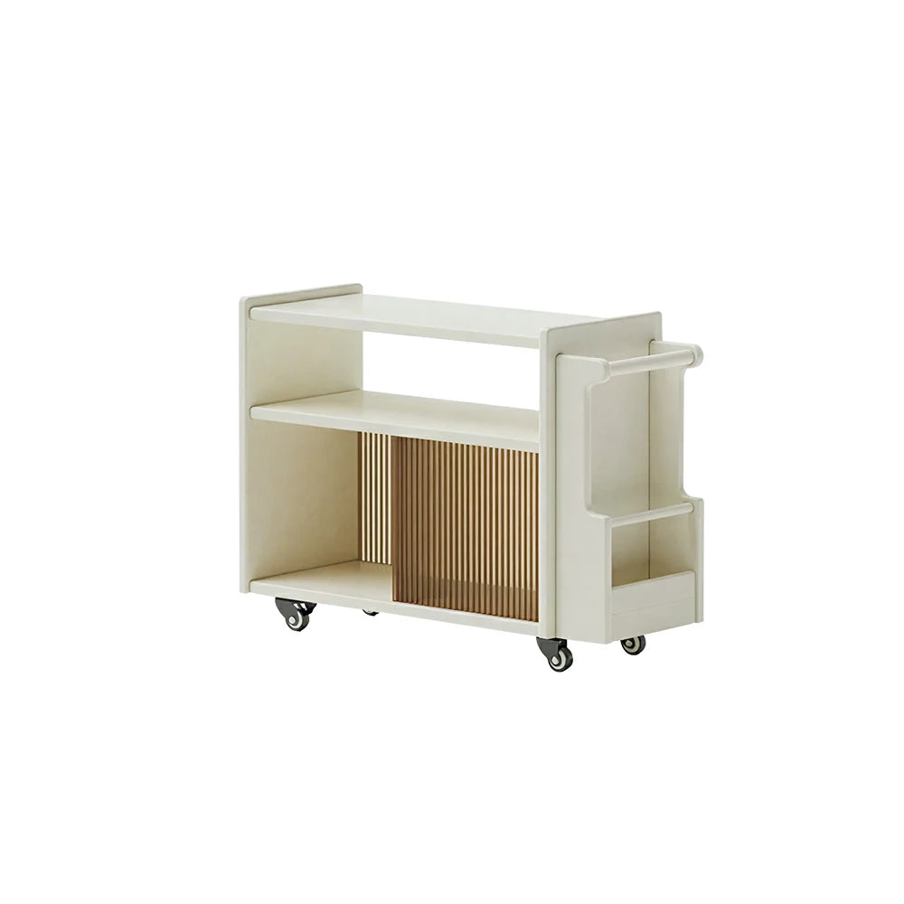 LIVARA Mobile Side Cabinet Sliding Glass Door Solid Wood Storage for Living Room Bedroom & Study - White