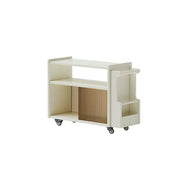 LIVARA Mobile Side Cabinet Sliding Glass Door Solid Wood Storage for Living Room Bedroom & Study - White