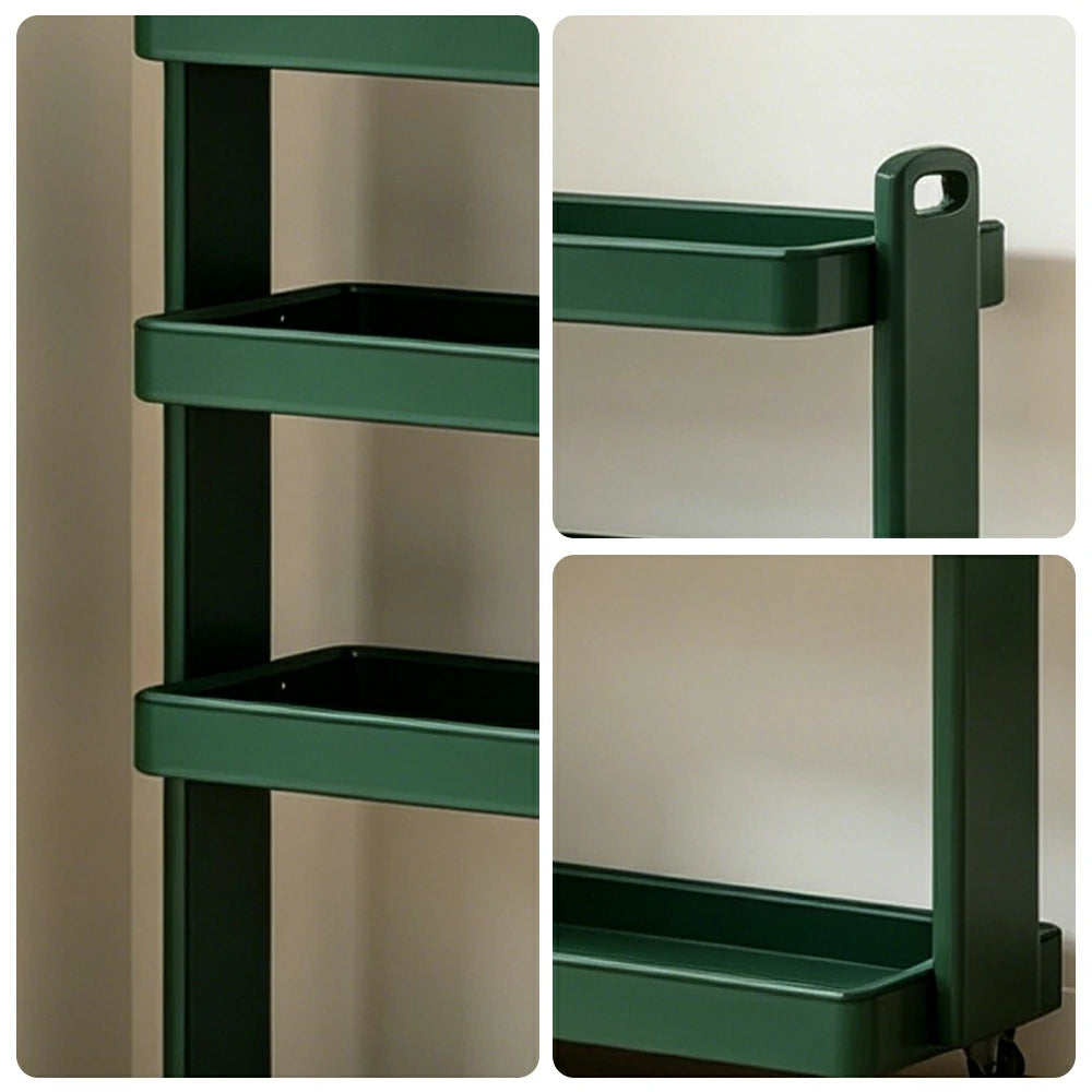 LIVARA Mobile Storage Rack Space Saving Solid Wood Shelf for Living Room Corners Kitchen & Study Areas - Green