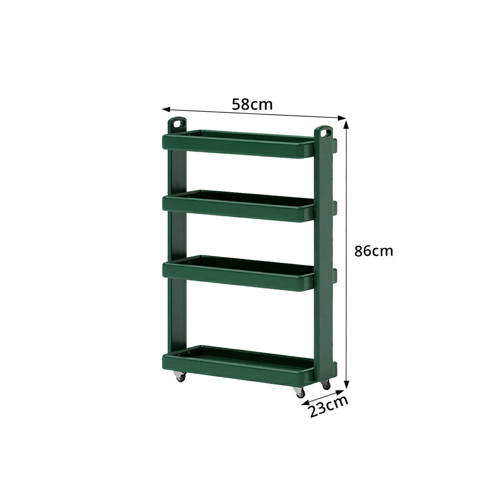 LIVARA Mobile Storage Rack Space Saving Solid Wood Shelf for Living Room Corners Kitchen & Study Areas - Green