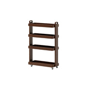 LIVARA Mobile Storage Rack Space Saving Solid Wood Shelf for Living Room Corners Kitchen & Study Areas - Walnut