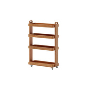 LIVARA Mobile Storage Rack Space Saving Solid Wood Shelf for Living Room Corners Kitchen & Study Areas - Cherry
