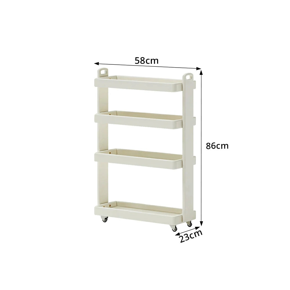 LIVARA Mobile Storage Rack Space Saving Solid Wood Shelf for Living Room Corners Kitchen & Study Areas - White
