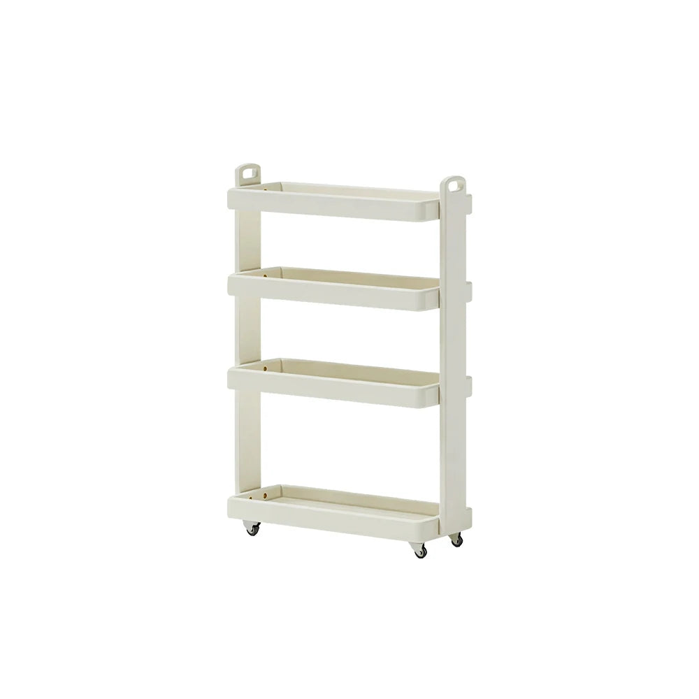 LIVARA Mobile Storage Rack Space Saving Solid Wood Shelf for Living Room Corners Kitchen & Study Areas - White