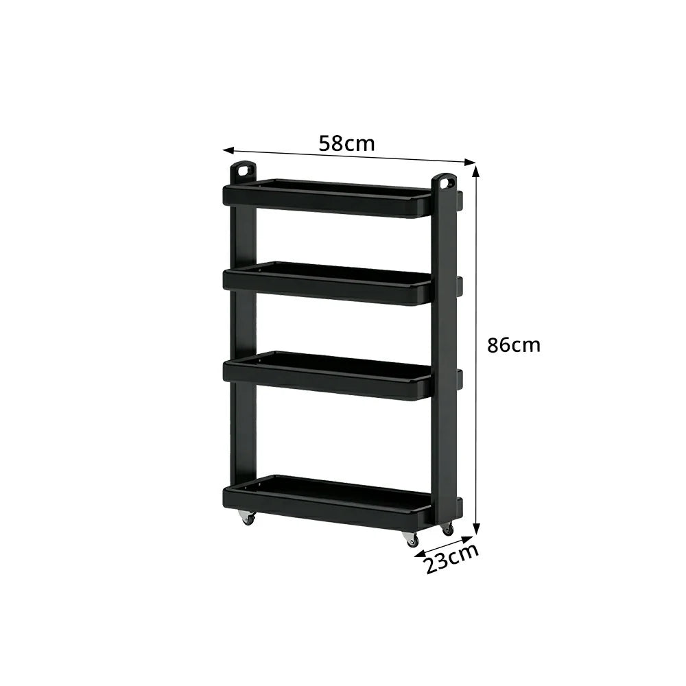 LIVARA Mobile Storage Rack Space Saving Solid Wood Shelf for Living Room Corners Kitchen & Study Areas - Black