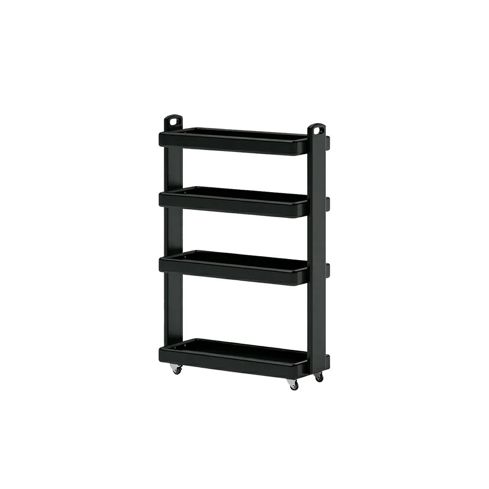 LIVARA Mobile Storage Rack Space Saving Solid Wood Shelf for Living Room Corners Kitchen & Study Areas - Black