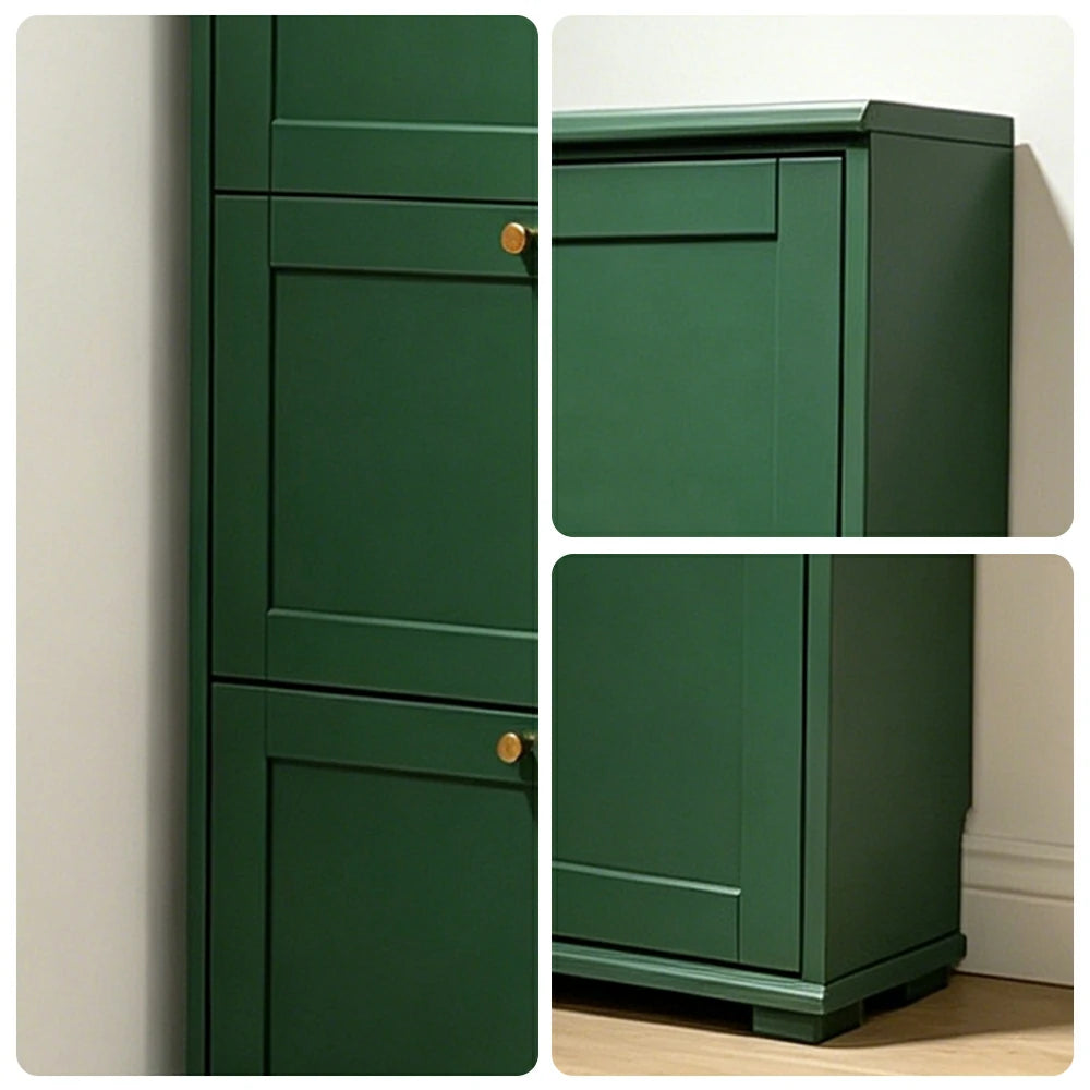 LIVARA Flip Down Shoe Cabinet Slim Space Saving Storage 55/75cm for Entryway Hallway & Bedroom - Green