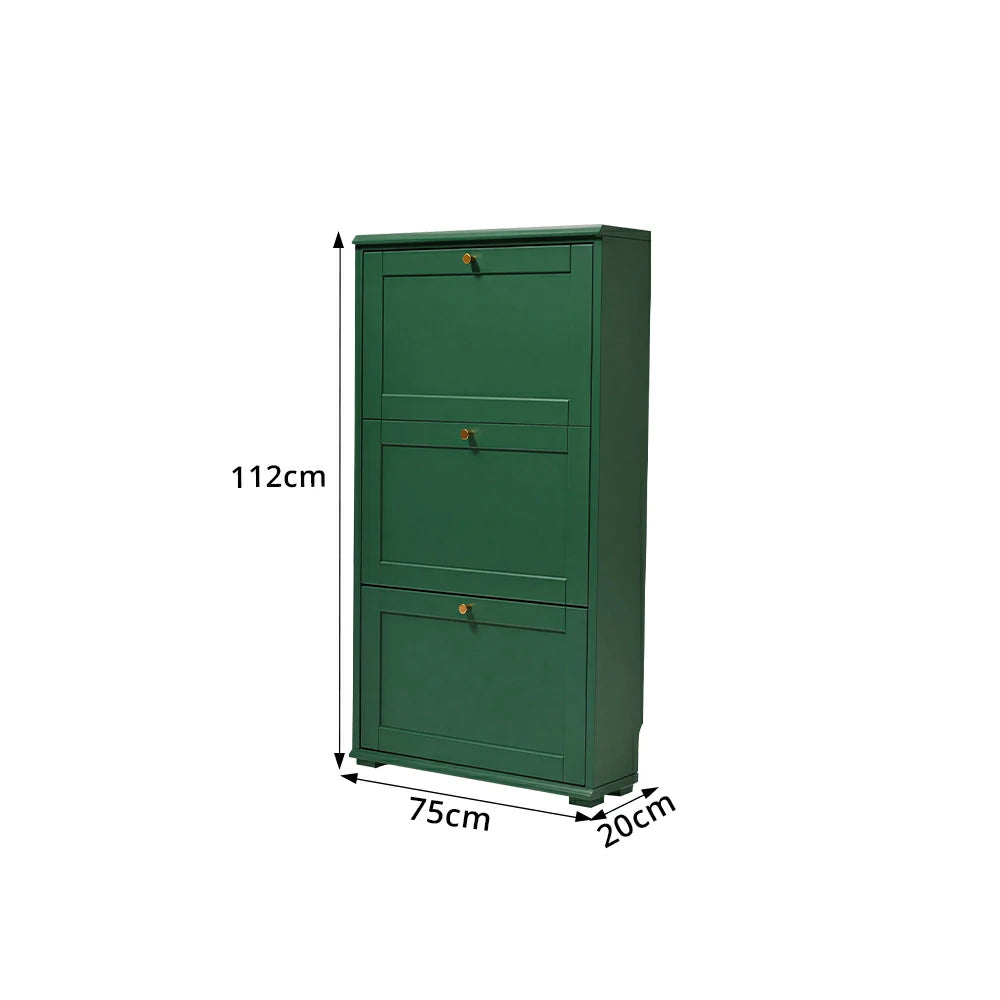 LIVARA Flip Down Shoe Cabinet Slim Space Saving Storage 55/75cm for Entryway Hallway & Bedroom - Green