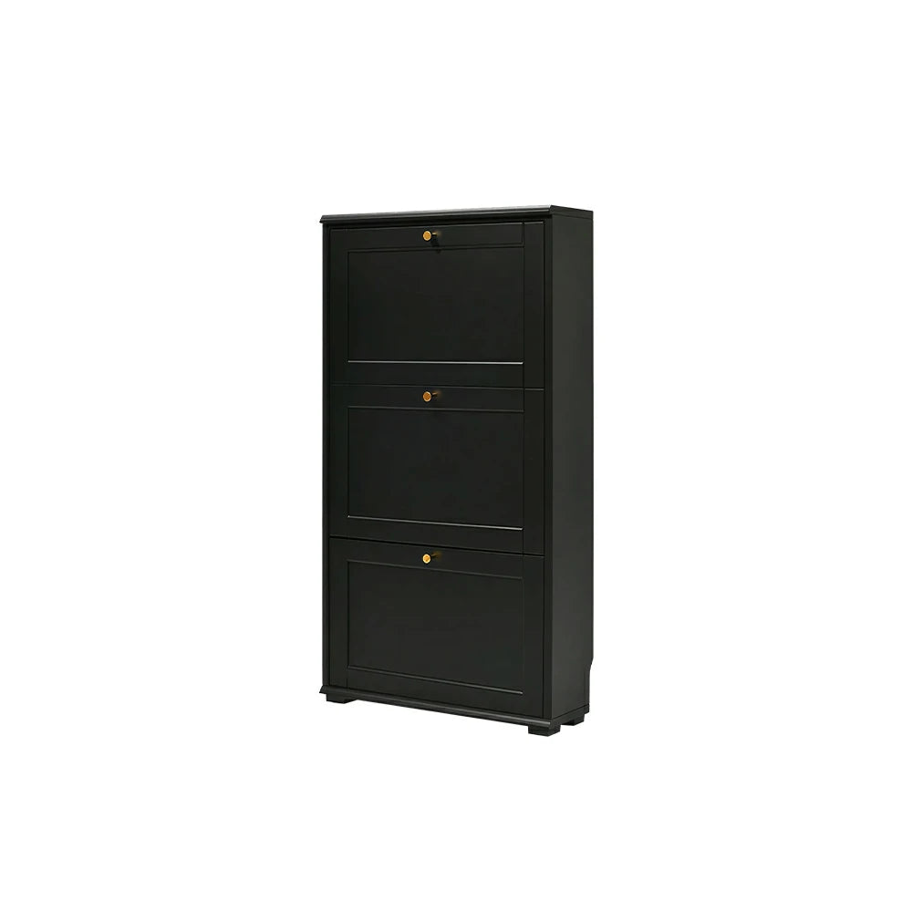 LIVARA Flip Down Shoe Cabinet Slim Space Saving Storage 55/75cm for Entryway Hallway & Bedroom - Black