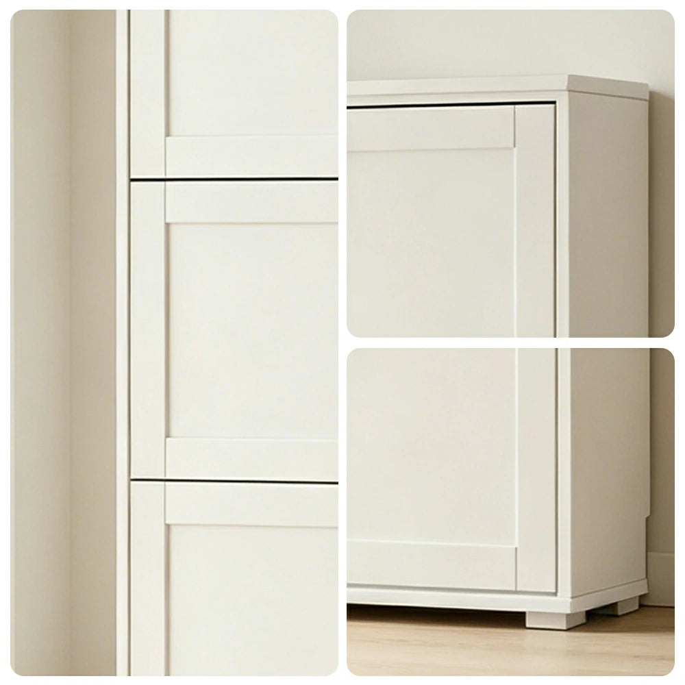 LIVARA Flip Down Shoe Cabinet Slim Space Saving Storage 55/75cm for Entryway Hallway & Bedroom - White