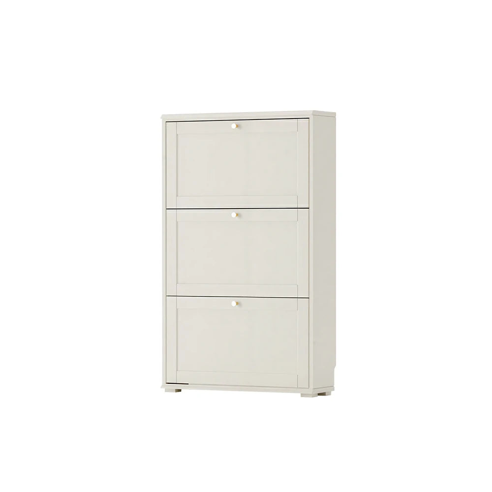 LIVARA Flip Down Shoe Cabinet Slim Space Saving Storage 55/75cm for Entryway Hallway & Bedroom - White