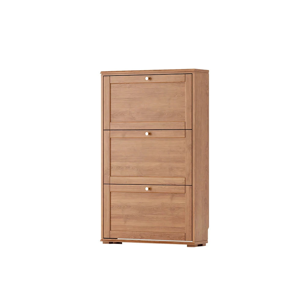 LIVARA Flip Down Shoe Cabinet Slim Space Saving Storage 55/75cm for Entryway Hallway & Bedroom - Cherry