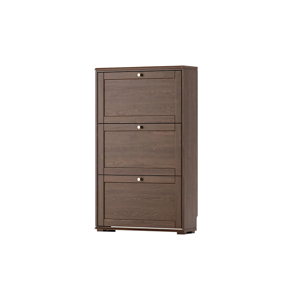 LIVARA Flip Down Shoe Cabinet Slim Space Saving Storage 55/75cm for Entryway Hallway & Bedroom - Walnut