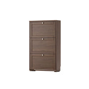 LIVARA Flip Down Shoe Cabinet Slim Space Saving Storage 55/75cm for Entryway Hallway & Bedroom - Walnut