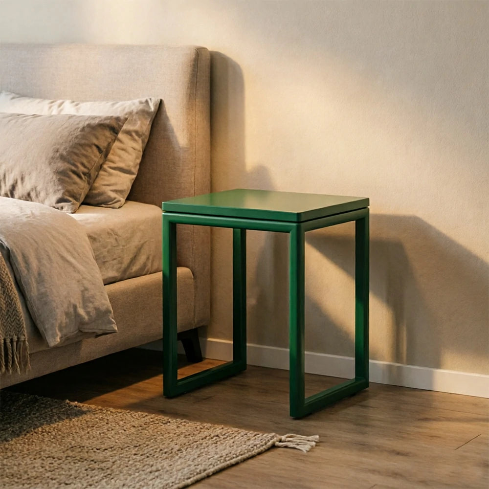 LIVARA Mobile Side Table Solid Wood Storage End Table with Hidden Casters for Living Room Bedroom & Bedside - Green