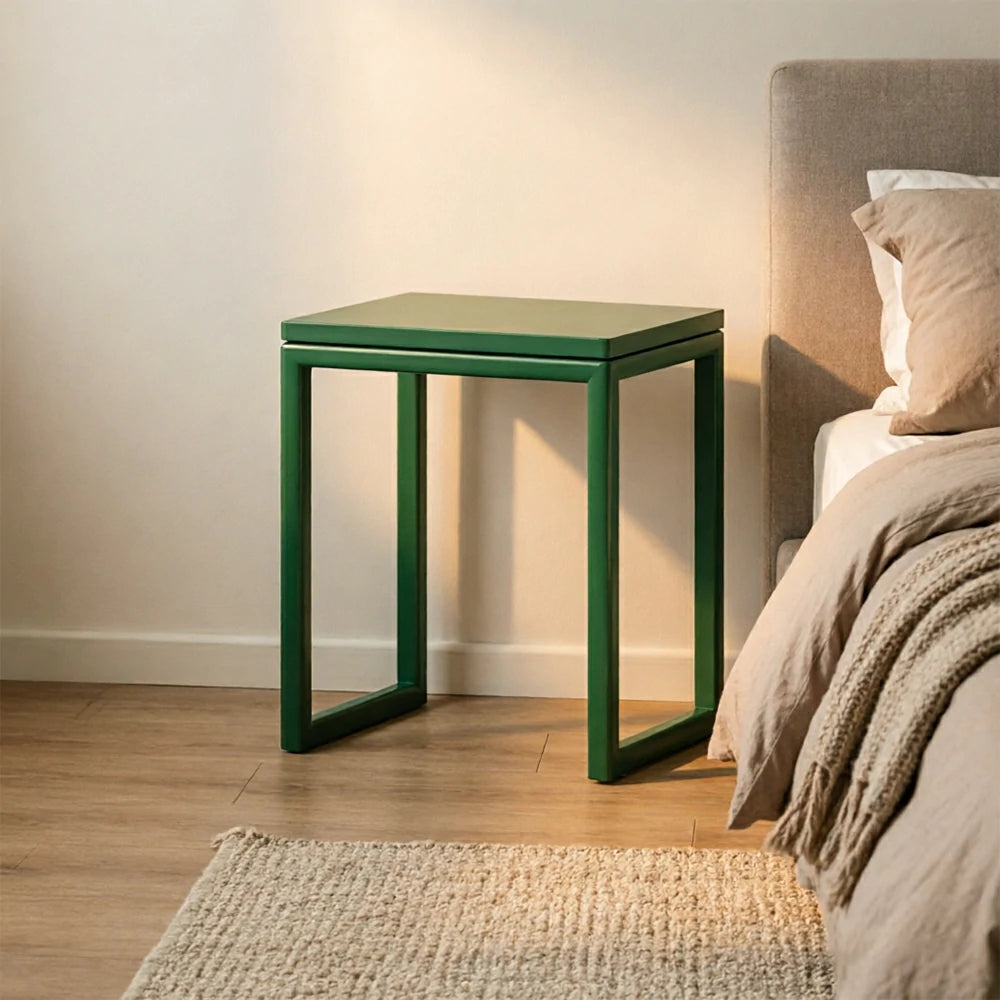 LIVARA Mobile Side Table Solid Wood Storage End Table with Hidden Casters for Living Room Bedroom & Bedside - Green