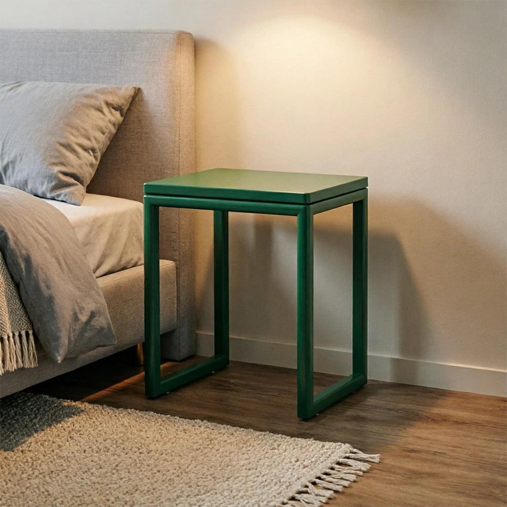 LIVARA Mobile Side Table Solid Wood Storage End Table with Hidden Casters for Living Room Bedroom & Bedside - Green
