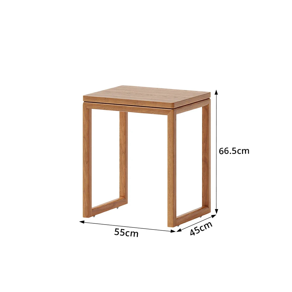 LIVARA Mobile Side Table Solid Wood Storage End Table with Hidden Casters for Living Room Bedroom & Bedside - Cherry