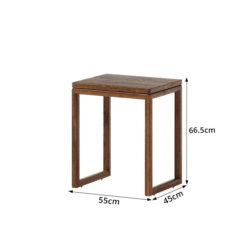LIVARA Mobile Side Table Solid Wood Storage End Table with Hidden Casters for Living Room Bedroom & Bedside - Walnut