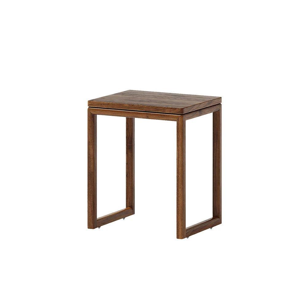 LIVARA Mobile Side Table Solid Wood Storage End Table with Hidden Casters for Living Room Bedroom & Bedside - Walnut