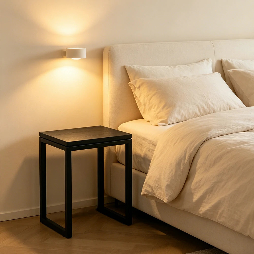 LIVARA Mobile Side Table Solid Wood Storage End Table with Hidden Casters for Living Room Bedroom & Bedside - Black
