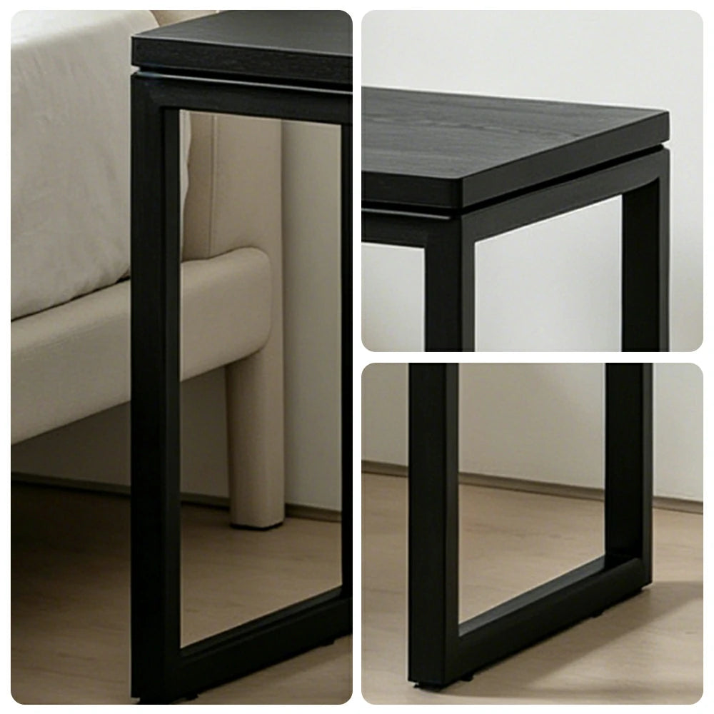 LIVARA Mobile Side Table Solid Wood Storage End Table with Hidden Casters for Living Room Bedroom & Bedside - Black