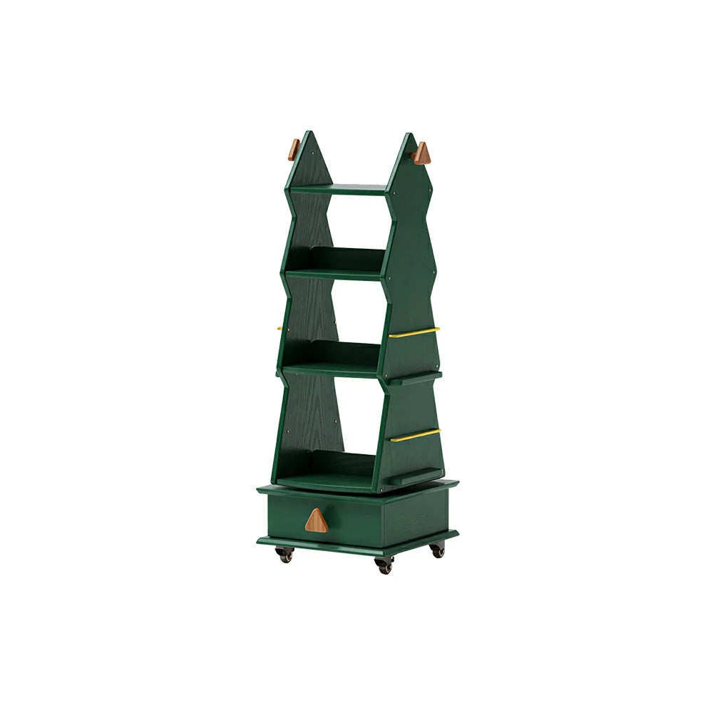 LIVARA Children’s Rotating Bookshelf Multi Layer Solid Wood Storage Shelf for Kids Room & Reading Corner - Green